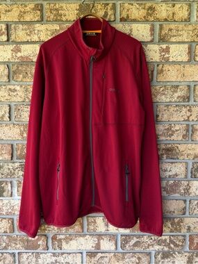 Men’s Orvis Hiking Jacket Zippered Grid Texture Maroon 3 Pockets Excellent!